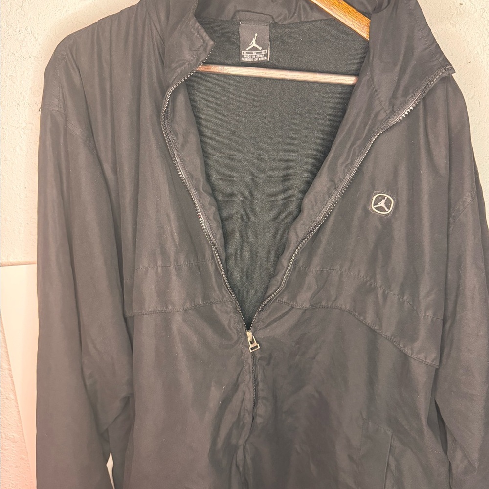 Jordan Black Windbreaker with High Collar